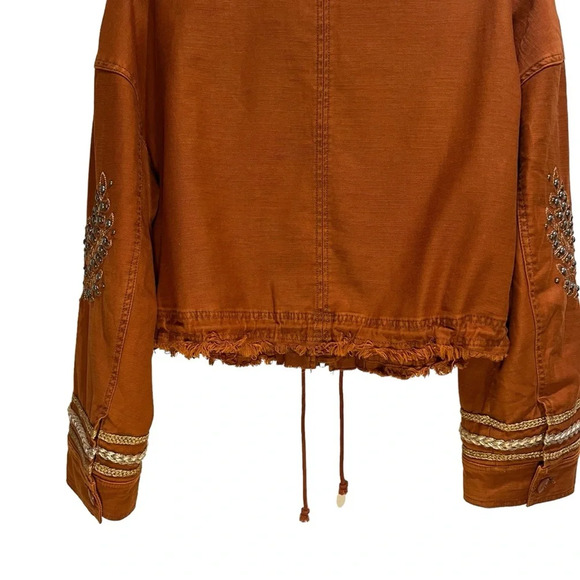 Free People Extreme Cropped Military Jacket Size Small OB618949 Embroidery *FLAW - Picture 7 of 15